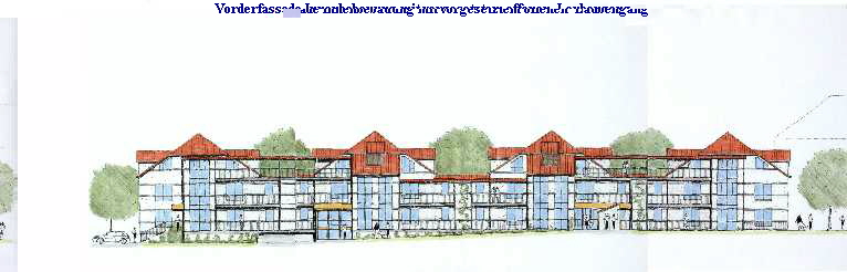 Vorderfassade Innenbebauung mit vorgesetztem offenen  Laubengang